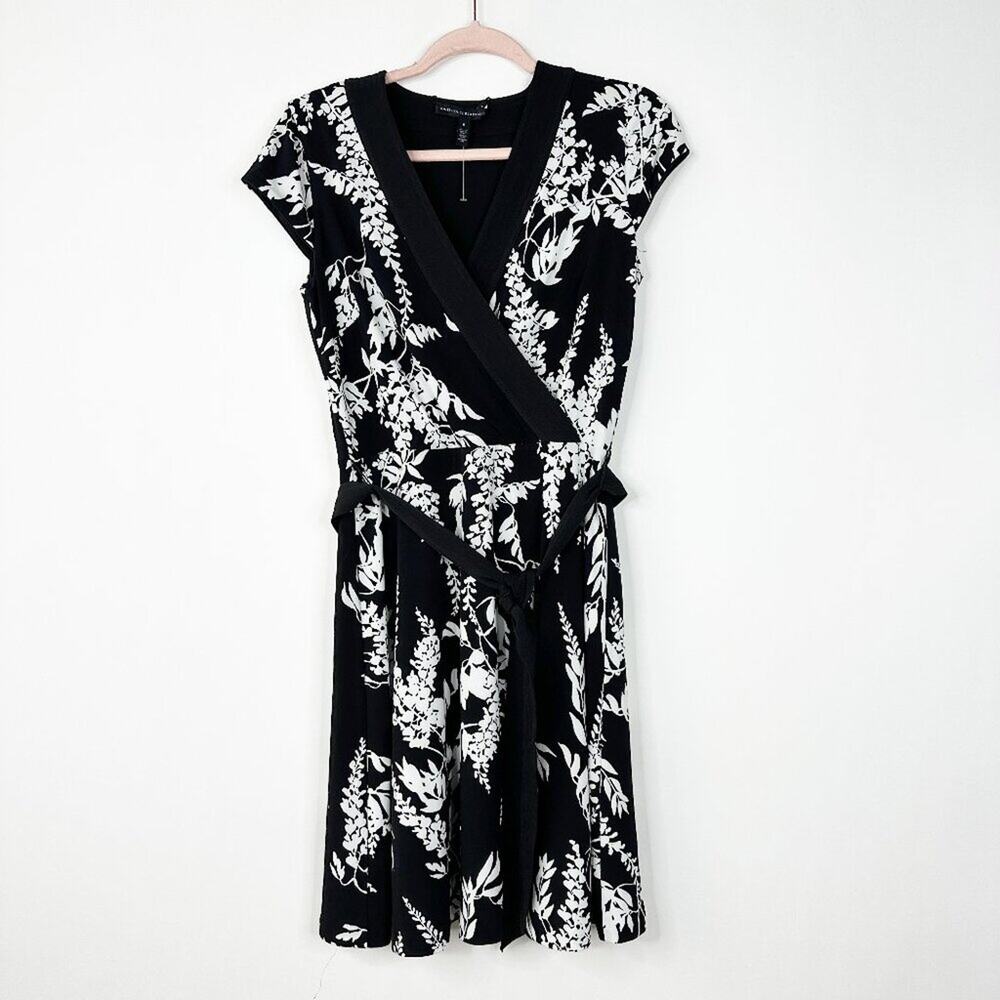 2/$30 White House Black Market Floral Print Wrap Dress Sashed 2 #A0702 - Picture 3 of 8